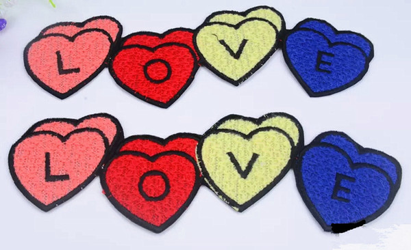 New LOVE heart shape 5pcs/lot transfer Patch Embroidered Floral Patches Iron on/sew on Hairpin clothes bag decorative applique