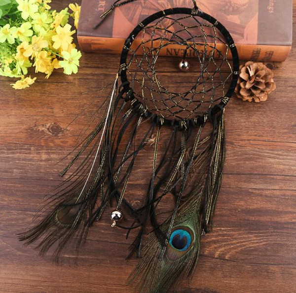 Dream Catcher black forest series Wind Chimes Handmade Circular Hanging Ornament Pendant feather For Car Bed Room Wall Home decor 55cm long