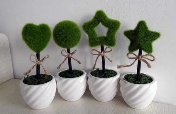 New style ornament potted plants high quality flower vase for desktop lovely heart ,star ,ball shape artificial plant