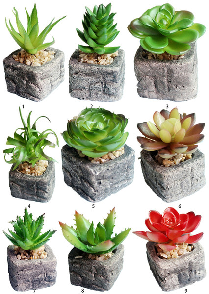 Artificial Green Potted Emulational Succulents Small Plant With Pots for Home Garden Wedding Table Birthday Christmas Party Decor