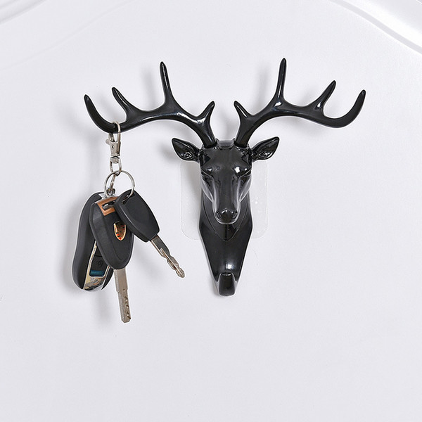 Deer Head Animal Self Adhesive Clothing Display Racks Hook Coat Hanger Cap Room Decor Show Wall Bag Keys Sticky Holder B