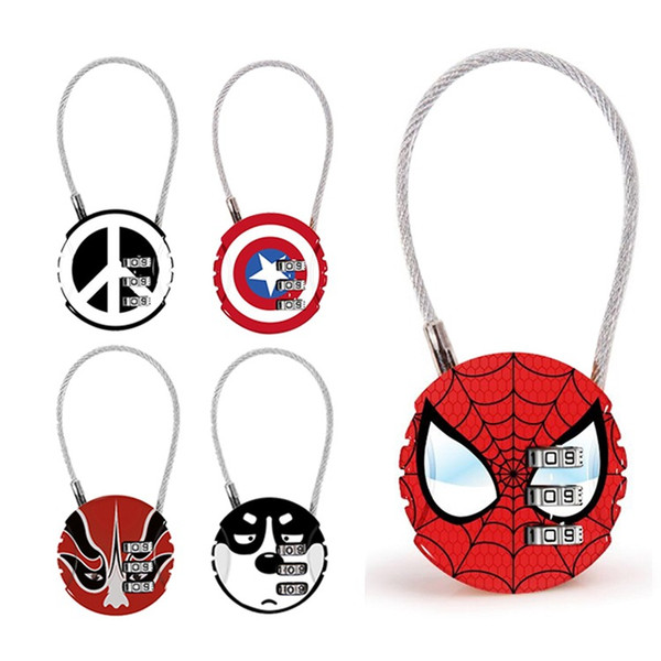 Avengers password lock cartoon padlock round mini metal bag zip bag backpack handbag suitcase drawer lock Home Decor TTA873