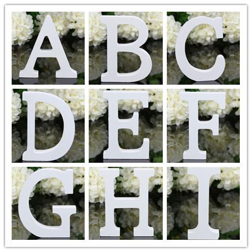 Home Decor Decoration thick Wood Wooden White Letters Alphabet Wedding Birthday 8cmX1.2cm