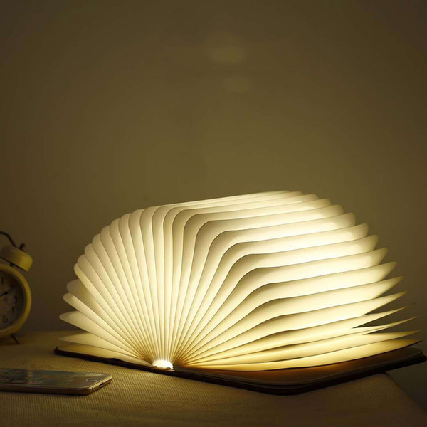 Kids Gift Creative 15*11*2.5cm Book Shape Lights USB Rechargeable Living Room Decor Book Lights Wood Folding Portable Desk Lamp DH1064-1 T03