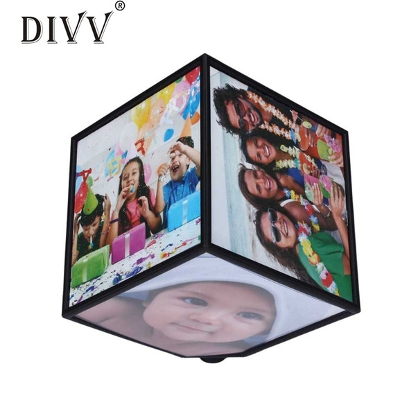 Divv Top Grand Multiple 360 Rotating Revolving Multi Picture Photo Frame Cube C19041701