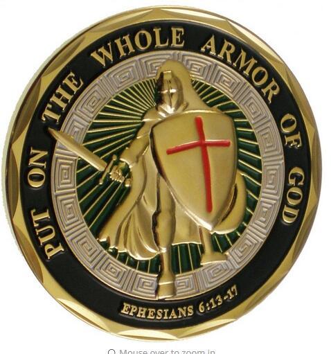 DHLvfree shipping Unique Colorized - Put on the Whole Armor of God Challenge Coin 40PCS