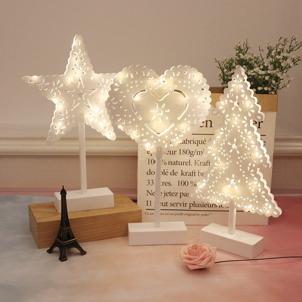 Heart Star Christmas Tree Shape Decorative LED Mood Lights Girls Bedroom Decor Batteries Operated Night Lights,Birthday Gifts