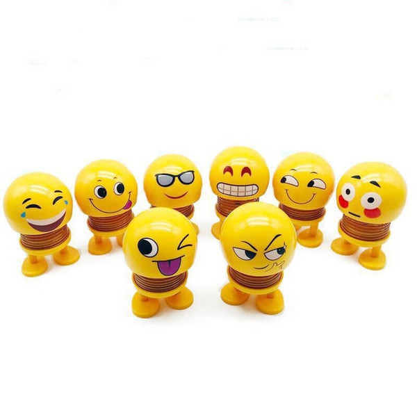 2019 New Kawaii Car Ornaments Spring Shaking Head Doll Expression Emoji Automobiles Decor Toys Cute Auto Interior Car Decoration Accessories