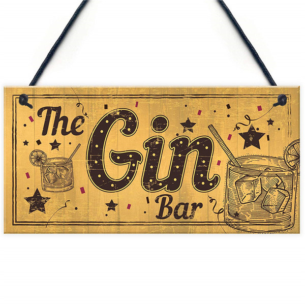 Decorative Drink Gin Bar Funny Alcohol Gift Man Cave Home Bar Hanging Plaque Pub Sign Gifts