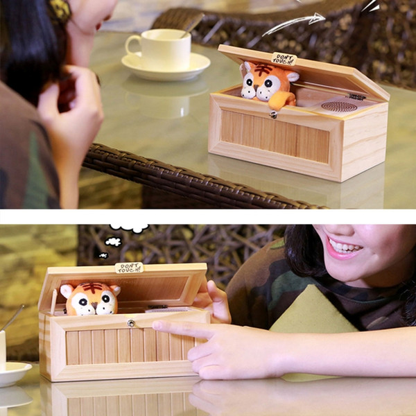 Wooden Electronic Useless Box Cute Tiger Funny Toy Gift For Boy And Kids Interactive Toys Stress-Reduction Desk Decoration Wholesale BH71