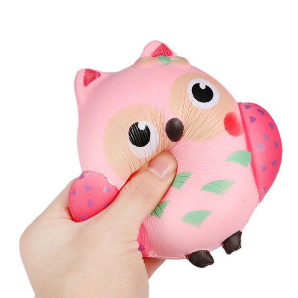 12CM Squishy Kawaii Cute Pink Owl PU Soft Slow Rising Phone Strap Squeeze Break Kids Toy Relieve Anxiety Fun Gift New