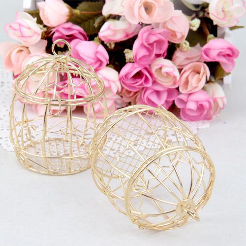 Hot sale Gold Wedding Favor Box European romantic wrought iron birdcage wedding candy box tin box for Wedding Favors