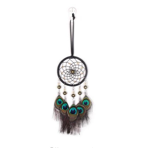 Big Hot Dreamcatcher Wind Chimes Indian Style Natural Peacock Feather Pendant Dream Catcher Gift Wedding Decoration GA719