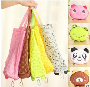 2016 japanese style big head animal shopping bag folding portable super large green eco-friendly bag