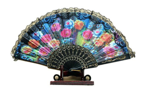 Black Lace Wedding Fans Ladies Hand Dancing Folding Fan Retro Bun Deco Fans Handmade Wedding Tourism Guest Gift