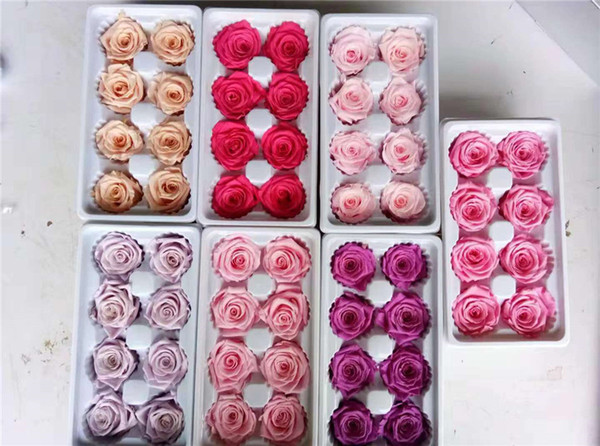 Artificial Rose Flowers Heads 4-5 cm Fresh Preserved Rose Head Valentine's Day Forever Roses Heads DIY Gift 8 pcs 1 box 20 styles