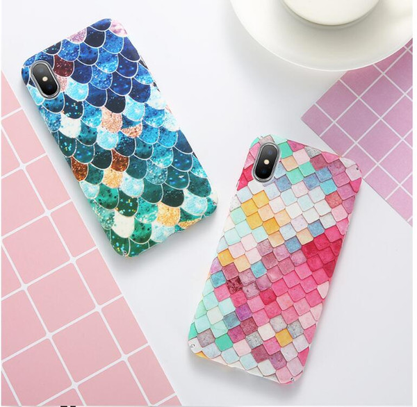 Fashion Blue Mermaid Fish Scale Phone Cases For iphone 7 Case Hard Shell Full Protective Back Cover For iphone 7 Plus 6 6S