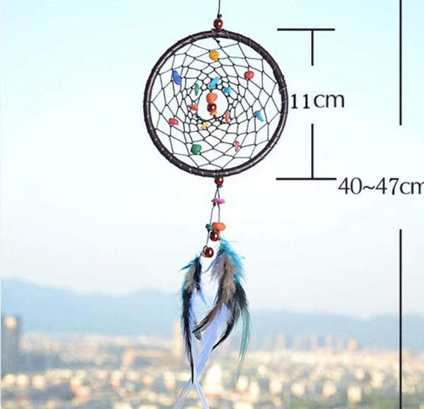 Dream Catcher handmade Wind Chimes Circular colourful Hanging Pendant feather For home decor porch Bed Room Wall 40cm long