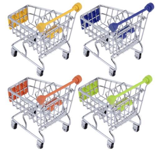 Hot Fashion Mini Supermarket Hand Trolleys Mini Shopping Cart Desktop Decoration Storage Phone Holder Baby Toy New 120pcs/lot