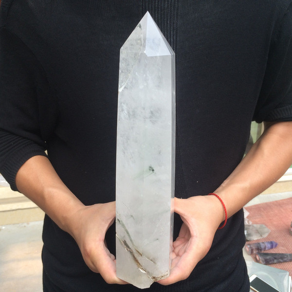 about 600g Large Natural White Quartz Obelisk Crystal Healing Point Tower