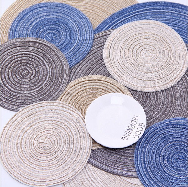 Table Mats Ramie Insulation Pad Round Designer Placemats Linen Coffee Cup Mat Home Pad Coaster Kitchen Accessories 4 Colors 50pcs YW1507