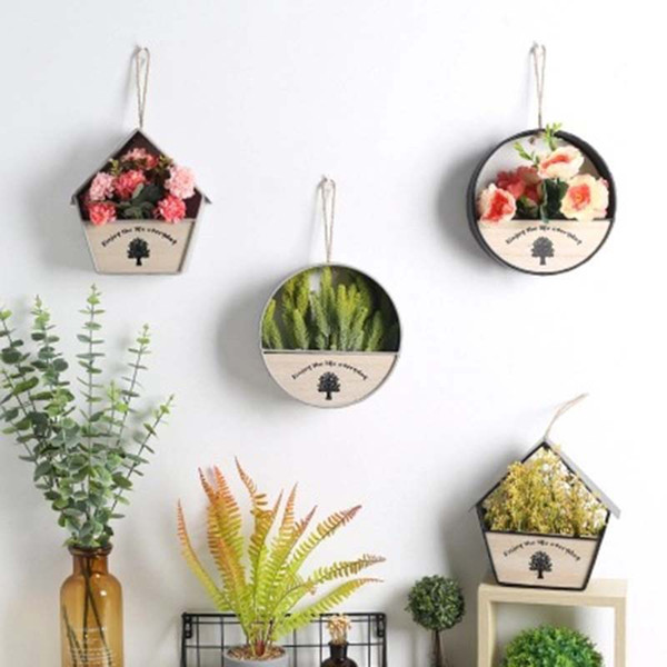 Flower Wall Holder Dry Flowers Hanging Artificial Flower Metal Pot Home Hotel Ornaments Wedding Decoration 1pc Free Shipping