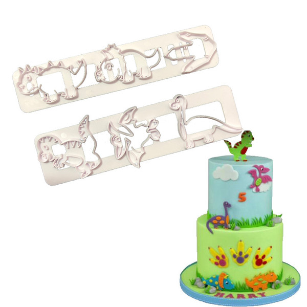 2 Pcs/Set Sugarcraft Dinosaur fondant cookie cuttter cake mold fondant mold fondant cake decorating tools Baking