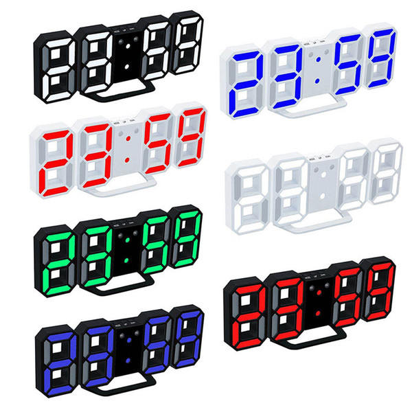 cool fashion Modern Digital Wall Clocks LED Table Clock Colorful Watches 24 or 12-Hour Display Alarm Snooze Alarm Clock Home Room Decor