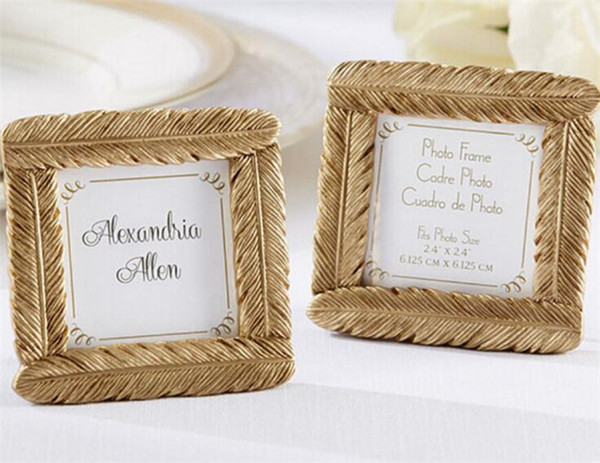 220pcs wedding favor and wedding gift Resin Gold Feather Frame Baby shower Favors Photo Frame C209