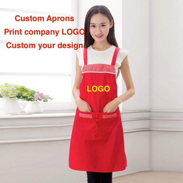 100pcs/lot Lovely princess waterproof apron female custom-built kitchen restaurant cooking oil adult overall apron print company logo