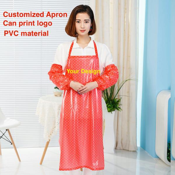 Pure blank PVC aprons fashion wave point customization waterproof apron customized company logo printing advertising gift