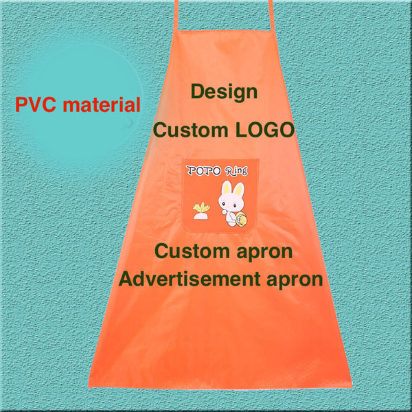 100pcs/lot lovely blank PVC waterproof apron pure color overall advertising promotional gifts aprons custom printed company logo wholesale
