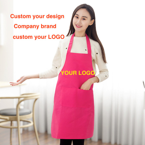 100pcs/lot pure color uniform cloth apron housework waterproof antifouling aprons customizable printing advertising LOGO overalls wholesale