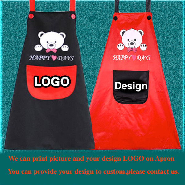 100pcs/lot fashion blank PVC aprons waterproof apron custom logo customized advertising painting lovely lettering printed design wholesale