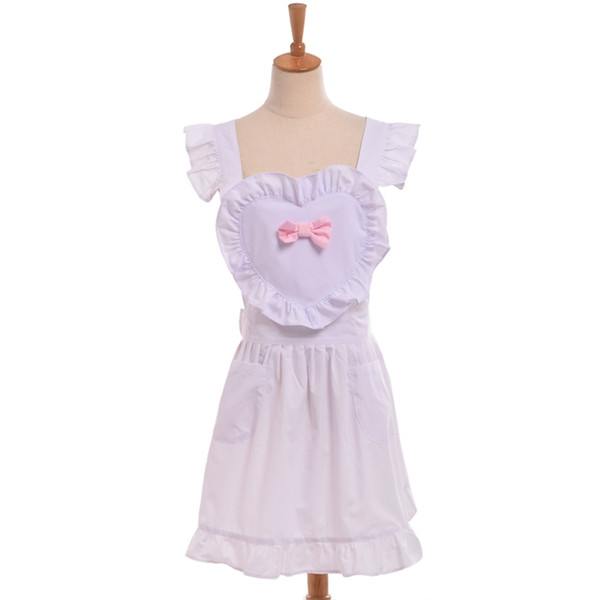 Lolita Girls Heart Pattern Maid Dress Sweet Niffy Ruffled Apron Cospaly Costume Fast Shipment High Quality