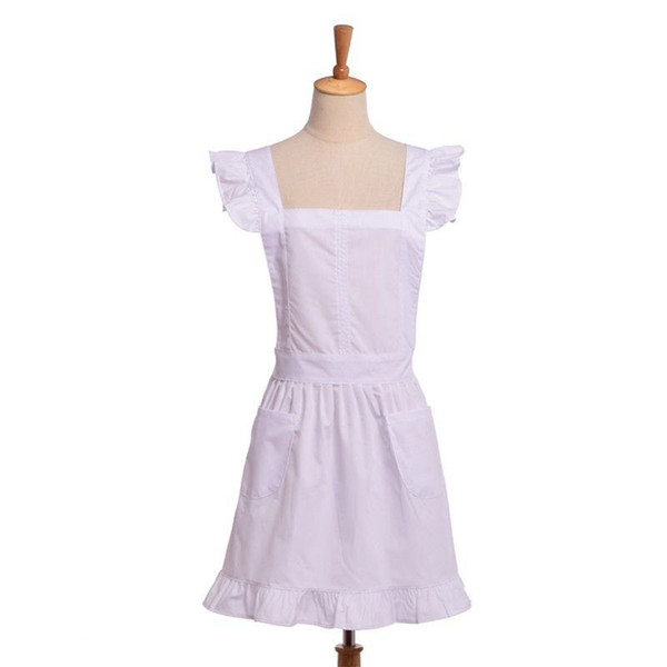 New White Apron Women Falbala Ruffles Apron Homewear Or Maid Cosplay Wear High Quality Fast Shipment