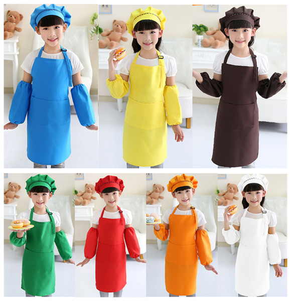 Kids Aprons Pocket Craft Cooking Baking Art Painting Kids Kitchen Dining Bib Children Aprons Kids Aprons 10 colors Free Shipping