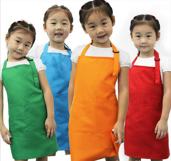 Kids Aprons Pocket Craft Cooking Baking Art Painting Kids Kitchen Dining Bib Children Aprons Kids Aprons 10 colors