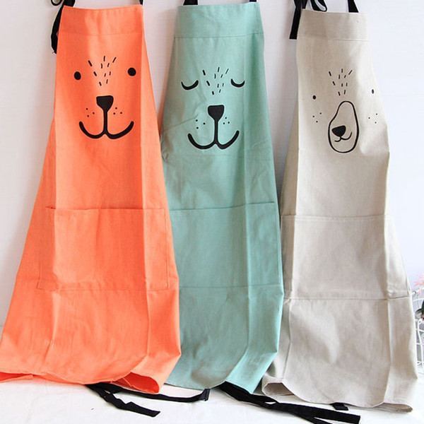 2017 Creative Parent Child Cute Pattern Working Apron Zakka Kitchen Cooking Baking Painting Apron With Pocket