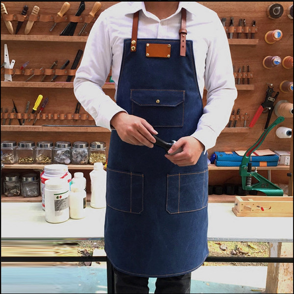 Adjustable Denim Canvas Aprons with Pockets Stylish Practical for Women Men Unisex Restaurant Kitchen Cooking Hairdresser Apron