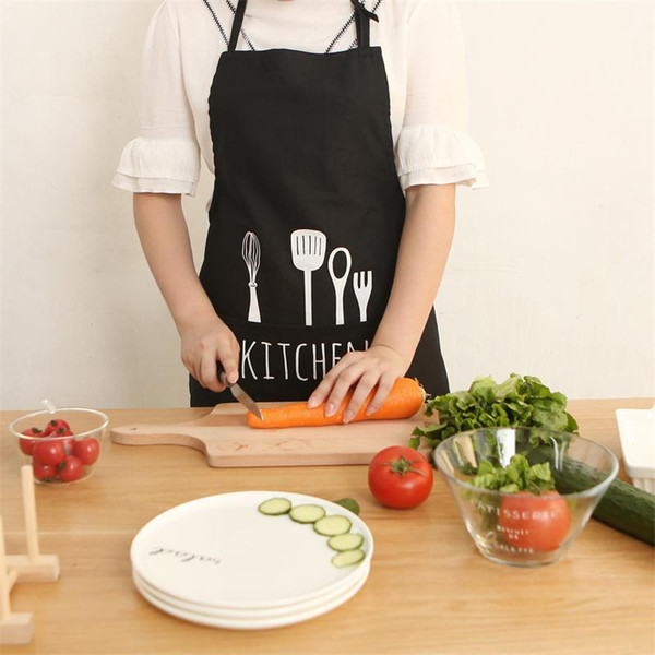 Kitchen Aprons with Pockets Adjustable Fashion Practical Cotton Fork Spoon Unisex Restaurant Cooking Chef BBQ Apron for Men Women