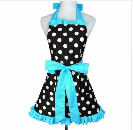 Bowknot Bow Cooking Women Aprons Sexy Cotton Dot Dress Apron for Polka Kitchen Woman Baking Restaurant Lady Maid With Pocket Gift 8 Colors