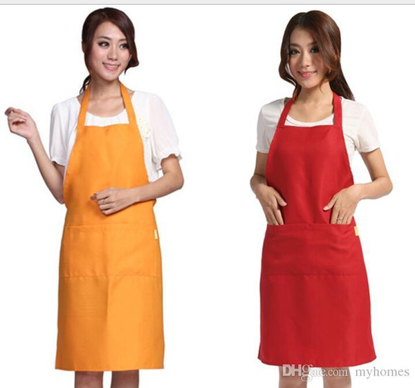 Multi Color Fashion Apron Solid Color Big Pocket Family Cook Cooking Home Baking Cleaning Tools Bib Baking Art Apron have stock