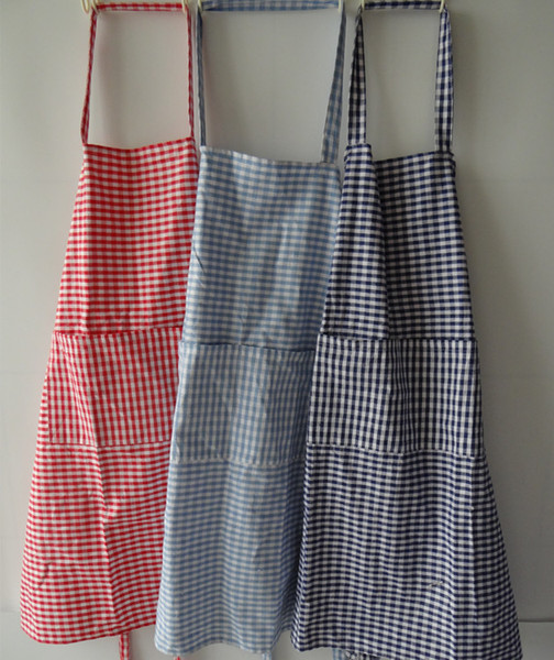 80*85cm HotSell classic lattice cotton fabric Europe and America add fat family kitchen standing adult apron