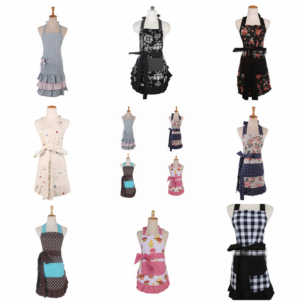 11styles double layer Retro flower apron Kitchen Restaurant cooking dress bow fresh Apron home clothes FFA1106 20PCS