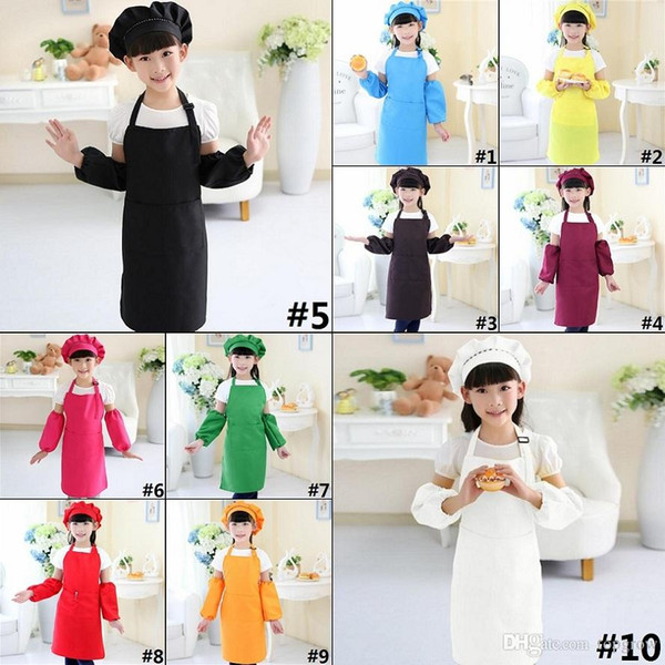 Kids Aprons Pocket Craft Cooking Baking Art Painting Kids Kitchen Dining Bib Children Aprons Kids Aprons 10 Colors H0069