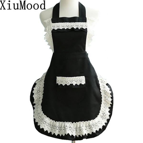 Xiumood Fashion Cotton Lace Aprons For Women Kitchen Chef Cooking Apro Free Shipping