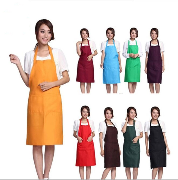 wholesale hot Solid Color Apron Kitchen Clean Accessory For Multi Function Household Adult Cooking Baking Aprons