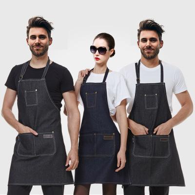 Cooking Kitchen Work Beauty Salon Apron for Jeans,Waitress Chef Man Women Shop Kitchen Cooking Cupcake Barbecue Denim Apron