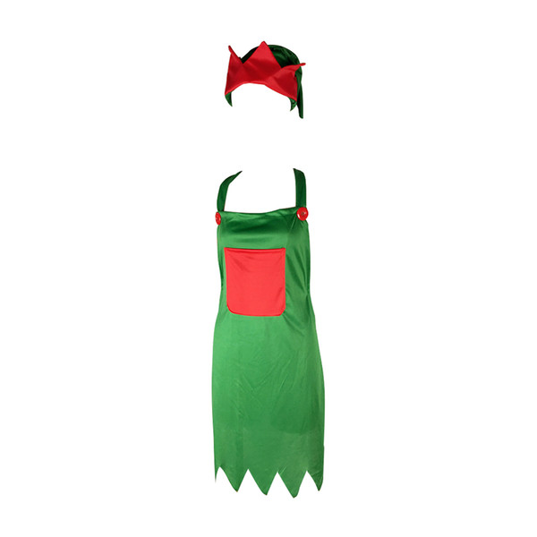 1 Set Christmas Themed Apron & Hat Dinner Restaurant Servants Kitchen Aprons Costume Accessory for Carnival Holiday Festival